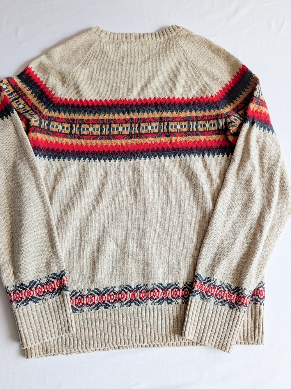 O’Hanlon Mills Mens Large Heather Cream Multicolor Sweater Lambswool Blend Sz M - Picture 4 of 7